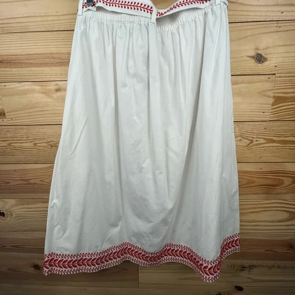 J. Crew White A-Line Skirt with Red Embroidered Trim - Picture 4 of 7